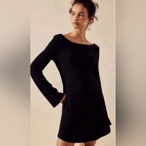 NWOT Free People Beach Rosalia Long Sleeve Mini Dress Small Black Bell Sleeve